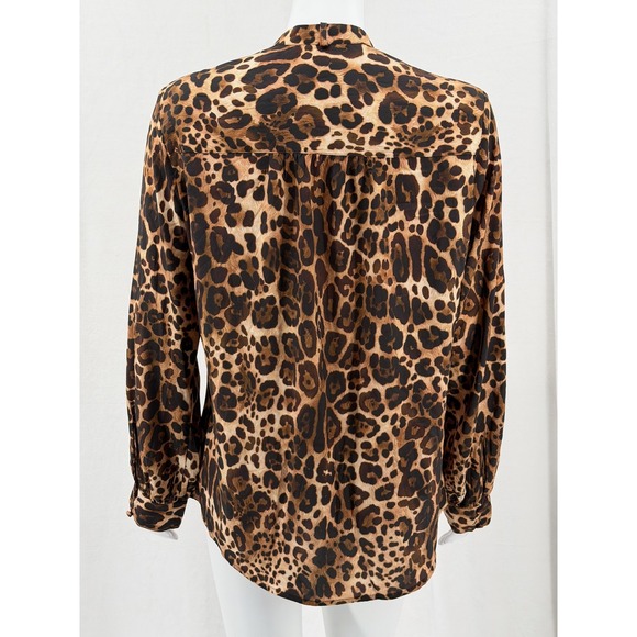 Express Top Womens Large Leopard‎ Portofino Long Sleeve Button Up Preppy Office - Picture 5 of 10